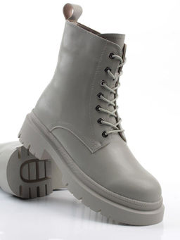 04-PAS70-3Z GRAY/GREEN Ботинки зимние женские (натуральная кожа, 100% шерсть)