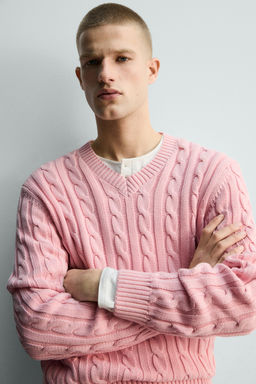 V-NECK CABLE KNIT JUMPER LIMITED EDITION - Zara фото 5