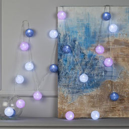 Гирлянда Нить 5 м с насадками Клубки серо-розовые, IP20, прозрачная нить, 20 LED, свечение белое, 220 В