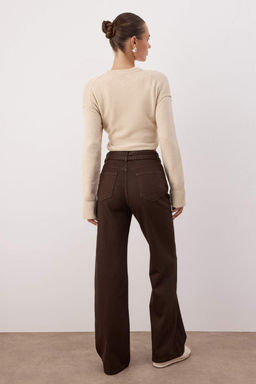 Koyu Mavi Yuksek Bel Kemer Detayl? Wide Leg Jeans TWOAW26JE00164 - Trendyolmilla фото 7