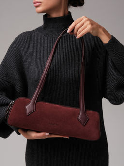 Замшевая сумка багет Deboro 31129 зимняя вишня