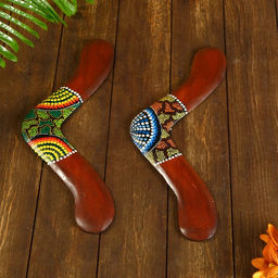 Сувенир Бумеранг с точечной росписью коричневый 40х7х1 см МИКС