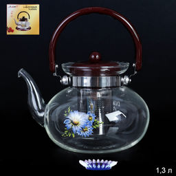 Чайник 1300 мл жаропрочное стекло / 9908E3-2(1300) /уп 24 /