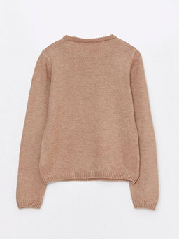 Bisiklet Yaka Desenli Uzun Kollu K?z ?ocuk Triko Kazak - Waikiki фото 2