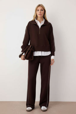 Kahverengi Wide Leg/Genis Kesim Biye Detayl? Orme Esofman Alt? TWOAW26EA00012 - Trendyolmilla фото 5