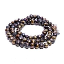 Бусы натуральный жемчуг Black-Brown-Blue - камень королев, дарующий любовь и счастье