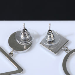 Серьги с перламутром Волшебство геометрия, цвет чёрный в серебре - Queen fair фото 2