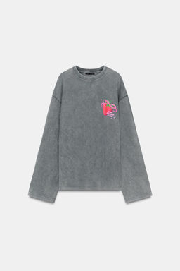 WASHED T-SHIRT WITH FRONT PRINT - Zara фото 3