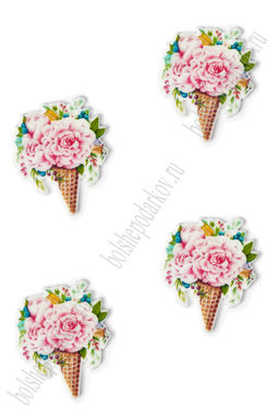 Кабошон-вырубка "Цветы в рожке" 3*3,5 см (10 шт) SF-5948, №1