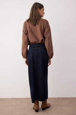 TRENDYOLMILLA Siyah More Sustainable Y?rtmacl? Maxi Denim Etek TWOSS23ET00290 фото 22