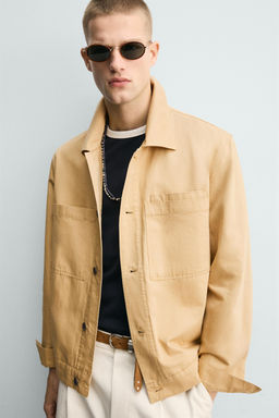 SOBRECAMIS RELAXED FIT ALGOD?N - LINO / Mostaza - Zara фото 6