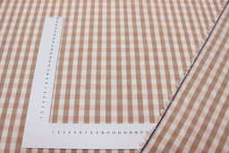 Вареный (стираный) хлопок Клетка (1.0*1.0см) цв.песочно-коричневый/бл.персиковый, ш.2.5м, хл-100% - Купава фото 2