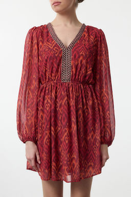 TRENDYOLMILLA Bordo Cicekli Mini Dokuma Elbise TWOAW25EL00182 фото 9