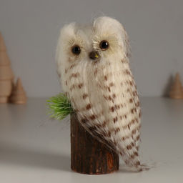 Фигурка Пушистик: Совушка Белая на пеньке, 8?7.5?15 см
