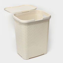 Корзина бельевая, 60 л, 34.6×44.5×56 см, с крышкой, слоновая кость