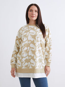 Bisiklet Yaka Desenli Kad?n Sweatshirt Tunik