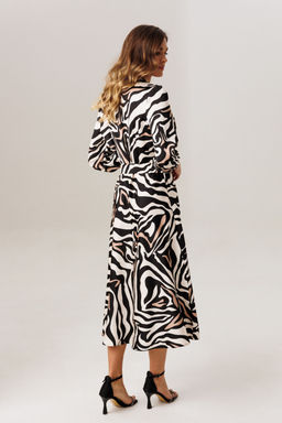 Платье Lars Style 1212 молочный,бежево-черный принт