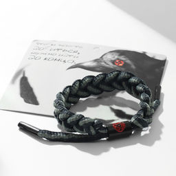 Браслет «Япония» на нити, плетёный, орнамент, чёрно-серый