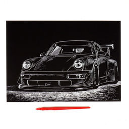 Гравюра Тюнинг RWB с металлическим эффектом золота А4 - Школа талантов фото 10