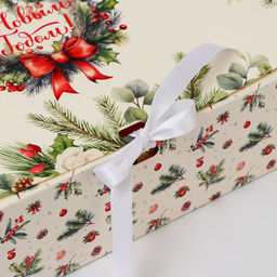 Цена за 2 шт. Коробка подарочная новогодняя складная, упаковка, Еловые веточки, 31?24.5?8 см .