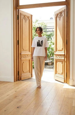 K13346 Футболка свободного кроя БЕЛЫЙ