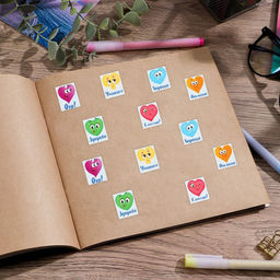 Цена за 10 шт. Бумажные наклейки оценки Сердечки, 10,5 х 18 см - Арт узор фото 3