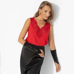 Топ комбинированное с кружевом, Момент откровения (цвет страсти)