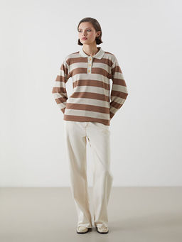 Polo Yaka ?izgili Kad?n Ti??rt