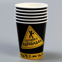 Стакан бумажный Сегодня буду вдрабадан, 250 мл, в наборе 6 шт.