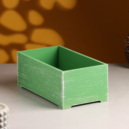 Кашпо деревянное Прованс 23х12,5х9 см зелёный - Дарим красиво фото 2