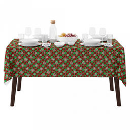 Скатерть 180х145см "Снежинки", длина стола до 140см, на 6 персон, рогожка 171/м2, хлопок 100%, упаковка классическая 28х41см, "Домашняя мода" (Россия)