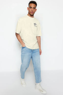TRENDYOL MAN Lacivert Oversize/Genis Kesim Uzak Dogu Bask?l? K?sa Kol %100 Pamuklu T-Shirt TMNSS23TS00170 - Trendyolmilla фото 52