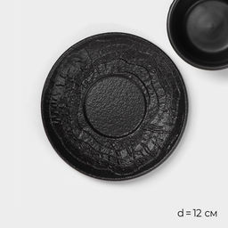 Цена за 6 шт. Кофейная пара Magistro Black style, 2 предмета: чашка 100 мл, блюдце d=12 см, фарфор, чёрная