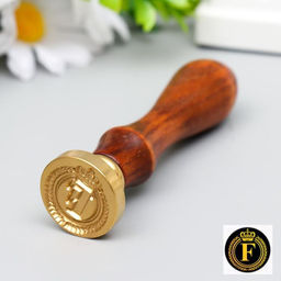 Печать для сургуча с деревянной ручкой «Корона с буквой F», 9×2.5×2.5 см