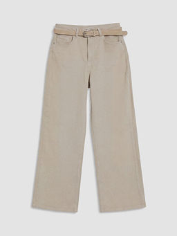 Beli Kemerli Wideleg Kad?n Jean Pantolon