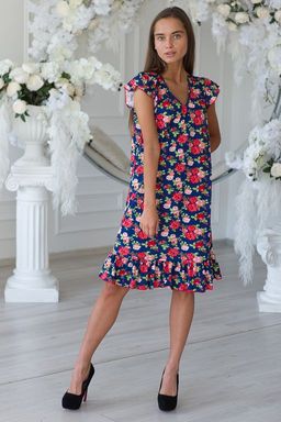 Платье женское из кулирки Элиза красные розы - Амадэль фото 2
