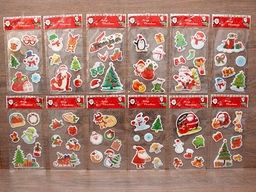 Наклейка гелевая 15*25см "Новогодняя тематика" (6188-3) 12 видов в ассорт.