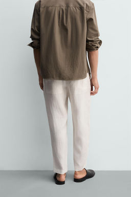 PANTAL?N RELAXED FIT 100% LINO / Blanco - Zara фото 3