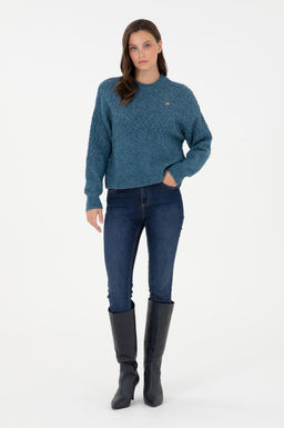 Женский свитер с круглым вырезом цвета индиго меланжевого цвета Неожиданная скидка в корзине - U.s. polo assn фото 4