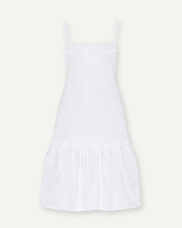 Платье из хлопковой ткани с перфорированным зигзагообразным узором - Incity фото 6