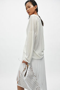 JERSEY PUNTO FINO ESCOTE PICO / crudo-blanco - Zara фото 4