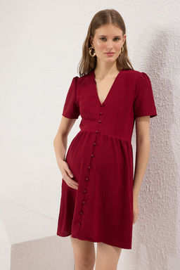 TRENDYOLMILLA Lacivert Duz Etegi Belden Ac?lan Dugme Detayl? Mini Dokuma Elbise TWOSS25EL00401  фото 2