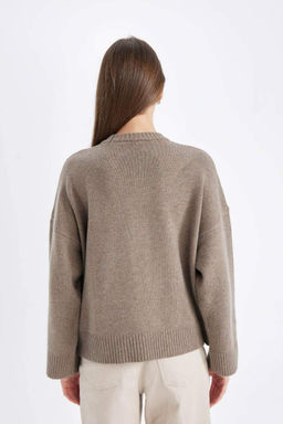 Свитер оверсайз с круглым вырезом - Defacto фото 6