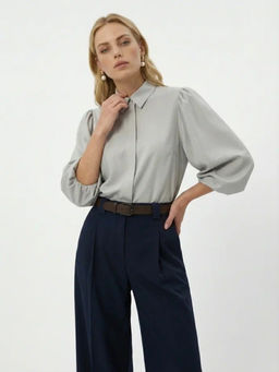 Блузка из костюмной ткани OD-1035-1 св. серый