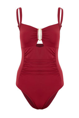 Bordo Kare Yaka Kapl? Drapeli Aksesuarl? Regular Mayo TBESS25MA00095