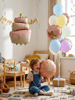 Воздушные шары "Розовый тортик" фольга, латекс, набор 12 штук