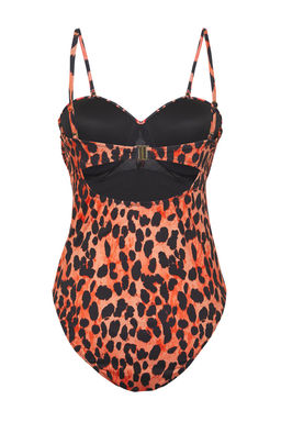 TRENDYOLMILLA Leopar Desenli Straplez Drapeli Regular Mayo TBESS25MA00088  фото 6