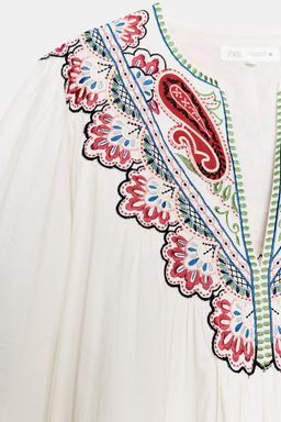 ZW COLLECTION EMBROIDERED COLLAR POPLIN SHIRT - Zara фото 11