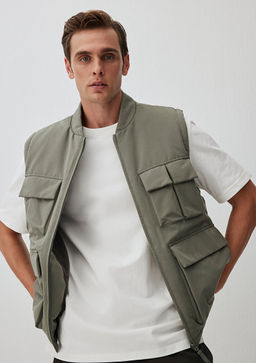 Cep Detayl? Yesil Sisme Yelek - Mavi фото 3