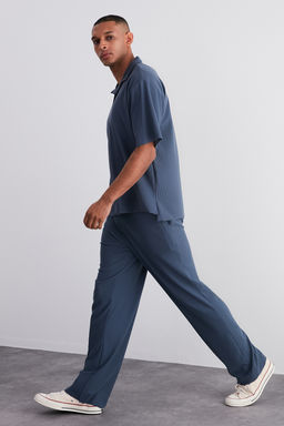 TRENDYOL MAN Limited Edition Siyah Straight Fit Dokulu Gizli Kordonlu Tek Parca Esofman Alt? TMNSS23EA00013 - Trendyolmilla фото 3